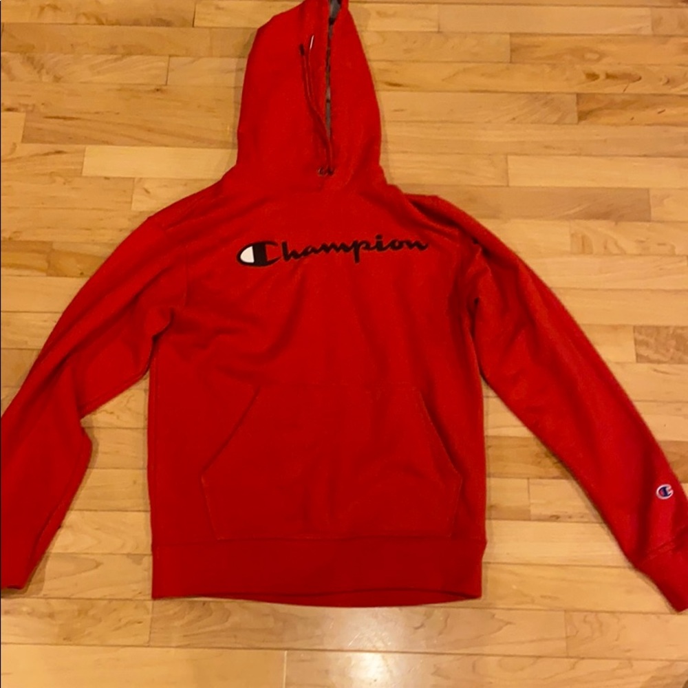 Red champion hoodie
